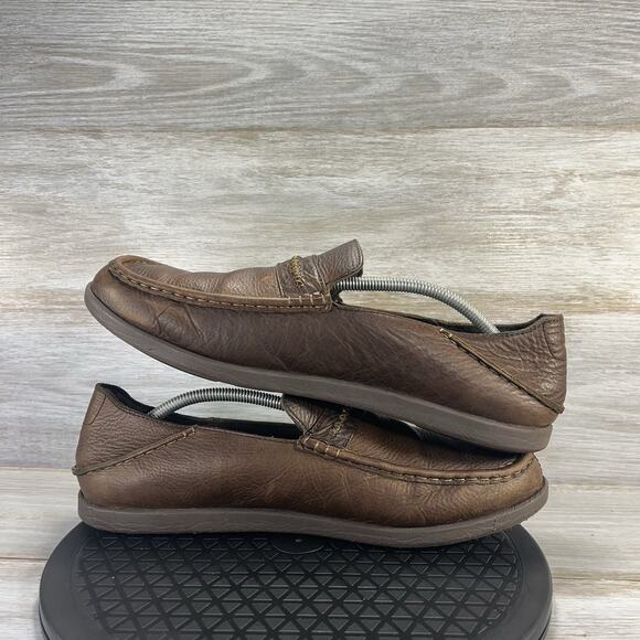 OluKai Men’s Malana Country Brown Leather Slip On Loafers Size 12 - Picture 8 of 9